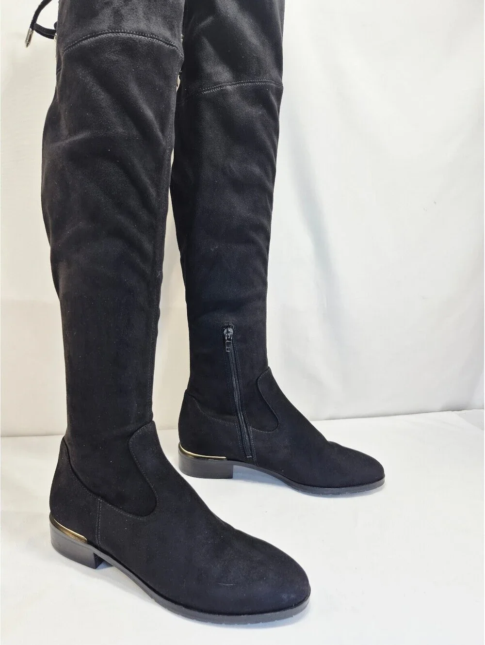 Ivanka Trump Women's 7M Black Suede Over The Knee Low Heel Boots